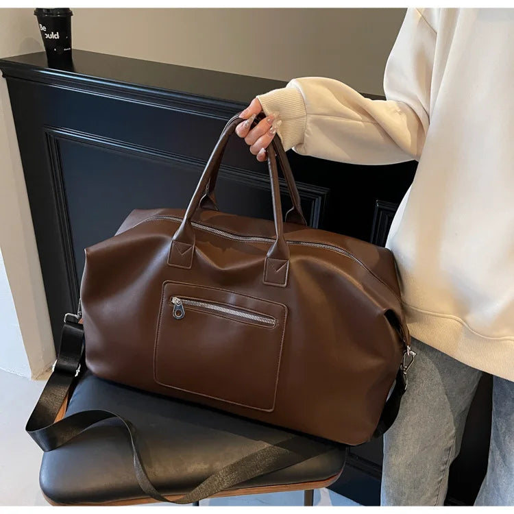 Dam weekendbag i PU-läder med stor kapacitet
