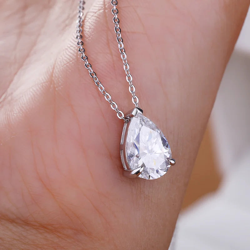 WSHUO moissanithalsband dam – droppformad sten i 925 sterlingsilver