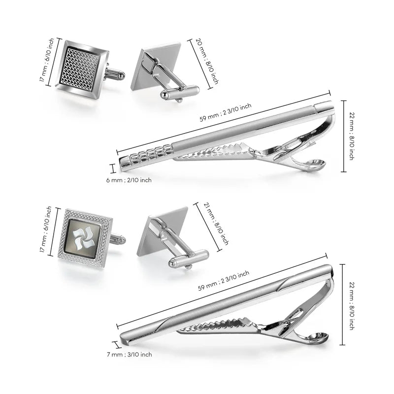 Slipsnålar & manschettknappar set 4-pack – lyxigt presentset herr
