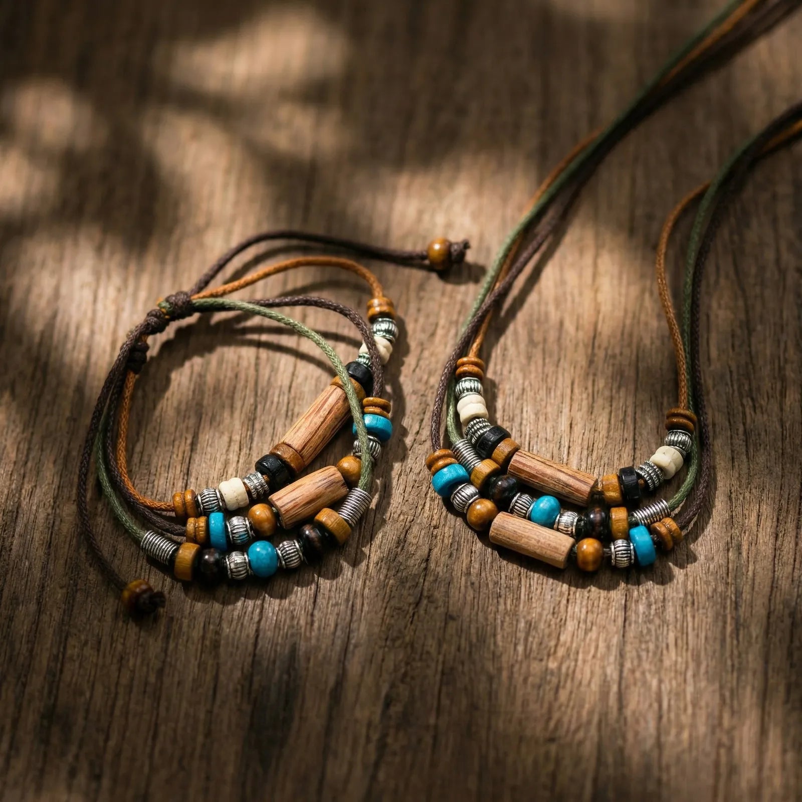 Smyckesset herr – halsband & armband med träpärlor