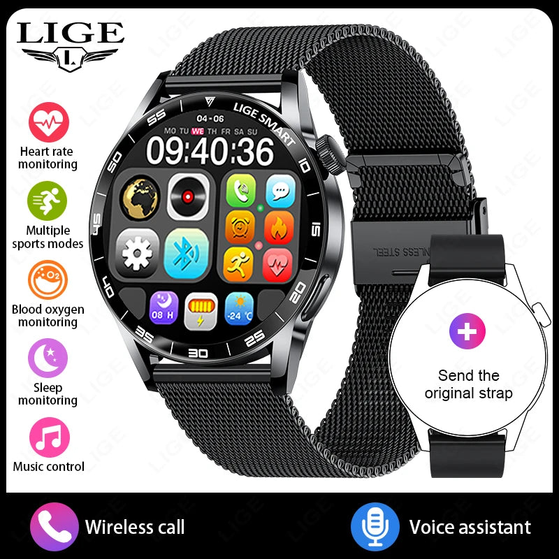 LIGE Outdoor Smartwatch 1.38” – Bluetooth-samtal & sport