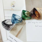 Vintage ring i resin & akryl – Geometrisk fyrkantig design för dam & herr