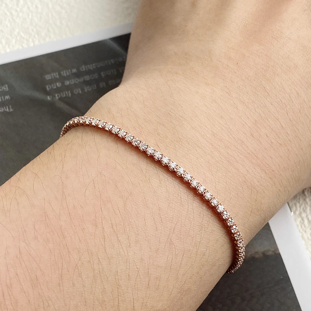 Moissanite Tennisarmband Dam Roséguld Justerbart
