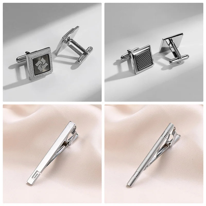 Slipsnålar & manschettknappar set 4-pack – lyxigt presentset herr