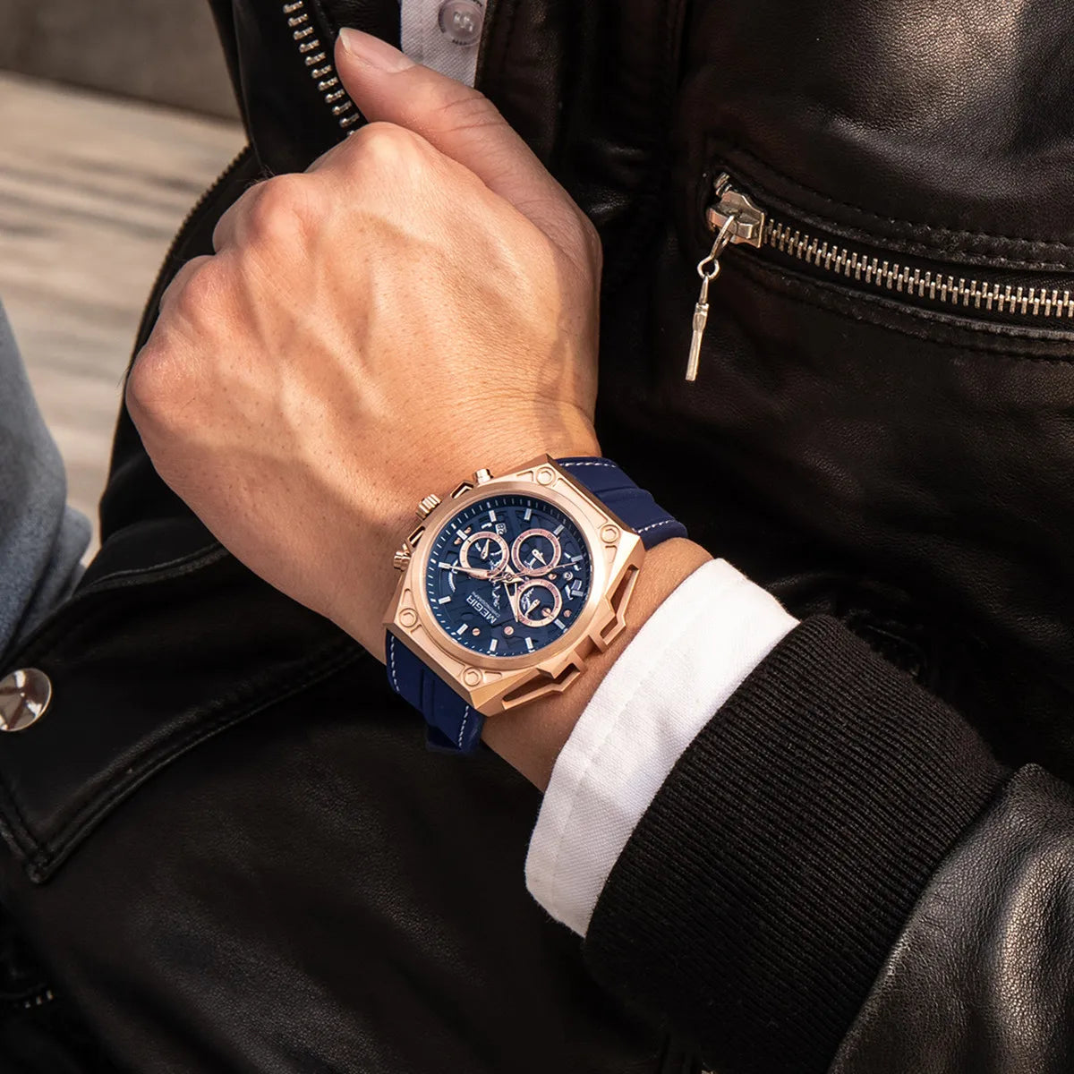 Herrklocka MEGIR kronograf 47mm – lyx & sport