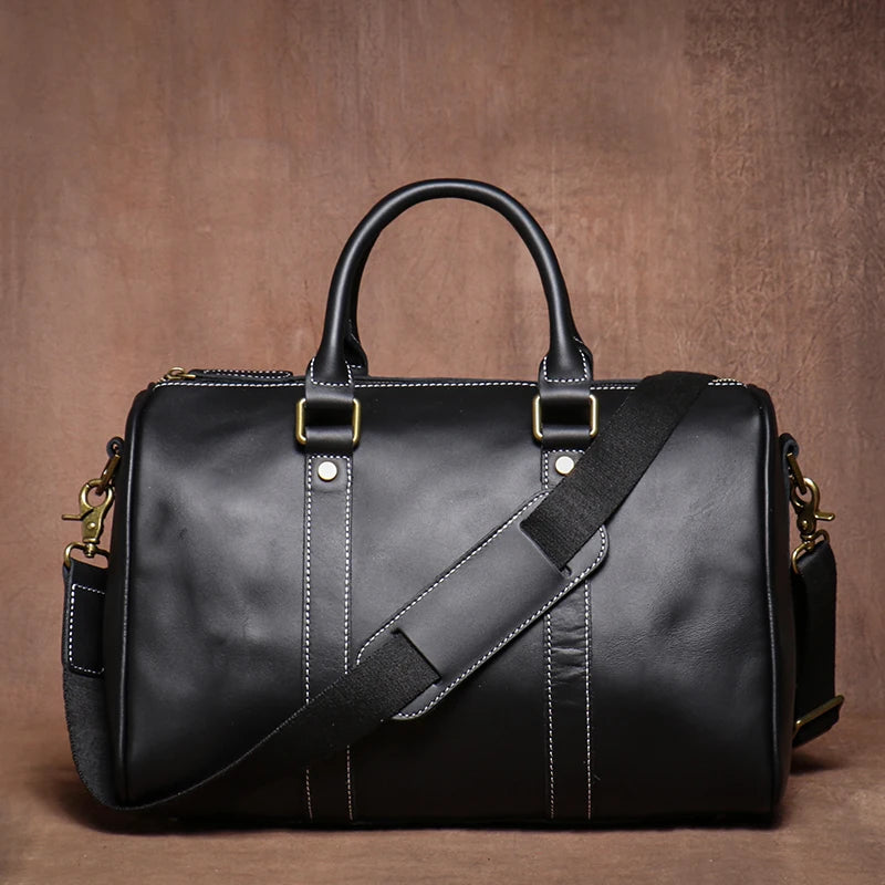 Weekendbag läder – retro resväska i äkta läder