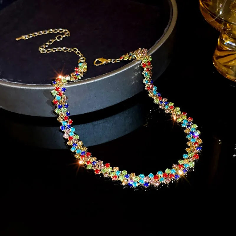 Halsband dam – choker med strass för fest