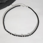 Pärlhalsband herr svart – hiphop choker med kristallpärlor
