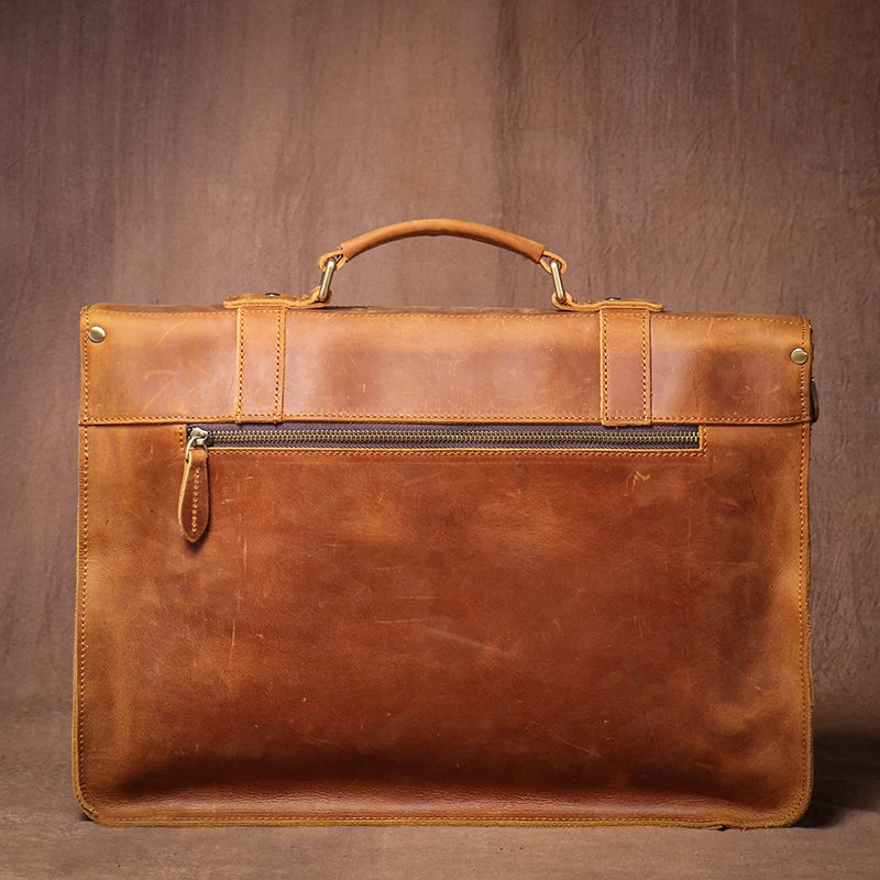 Vintage portfölj i äkta läder 14” – herr datorväska