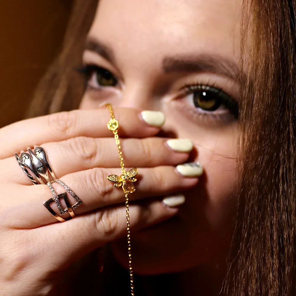 Biarmband Dam Citrin 14K Guld