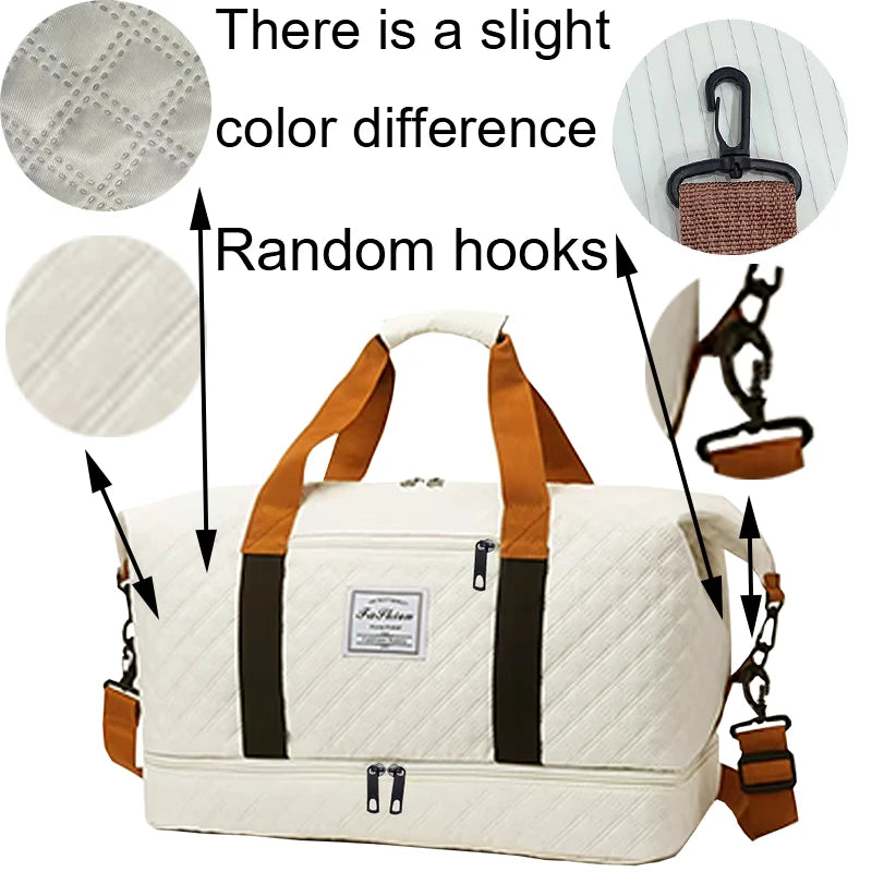Quiltad weekendbag dam i lätt nylon med axelrem