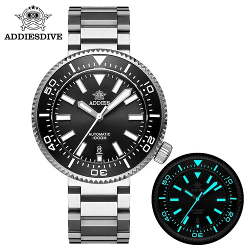 ADDIESDIVE MY‑H6 automatisk dykarklocka 1000 m – Safirglas, heliumventil