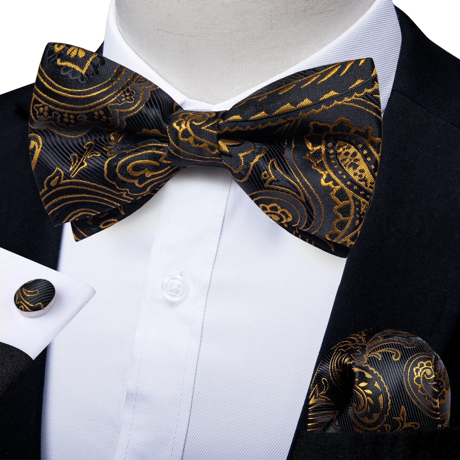 Flugset paisley herr – fluga, näsduk & manschettknappar