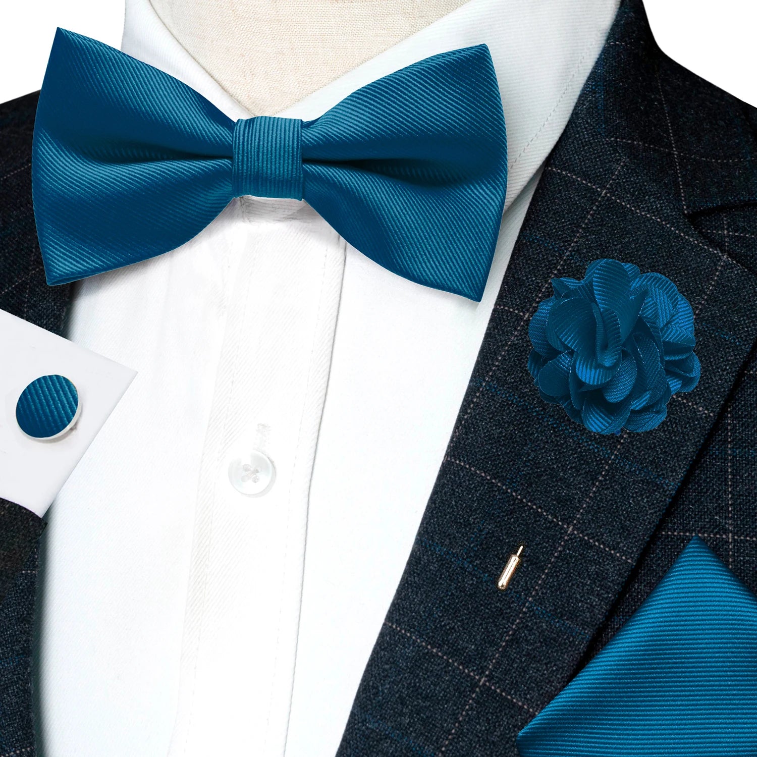 Herrset i siden - Slips, fluga, näsduk, slipsnål –  Finns i flera varianter