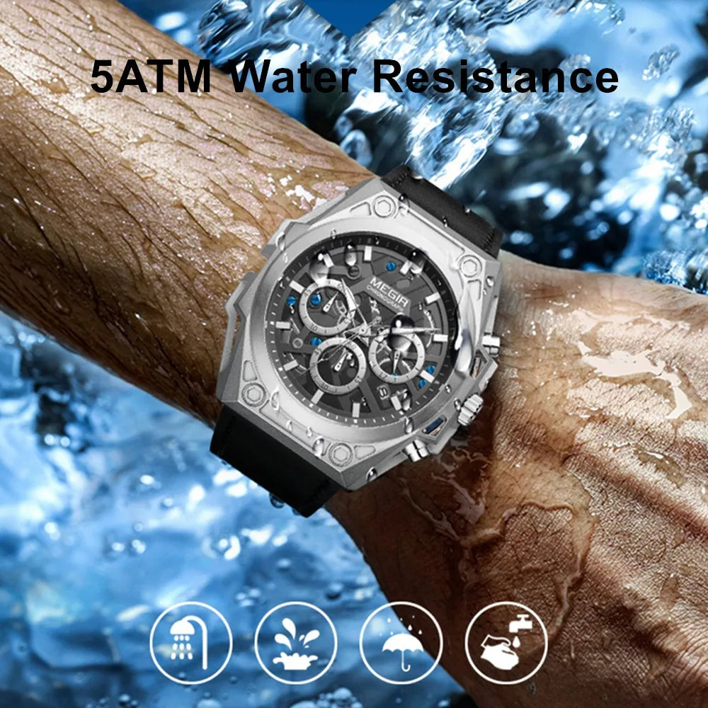 Herrklocka MEGIR kronograf 47mm – lyx & sport