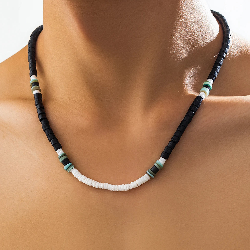Träpärlshalsband herr – boho surfer stil