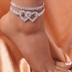 Fotlänk dam silver – cubic zirconia kedja