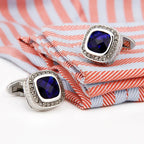 Manschettknappar Lyx – Silver & safirdetalj