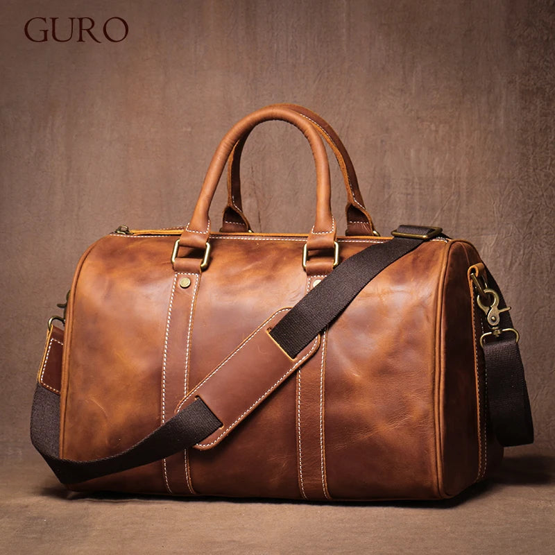Weekendbag läder – retro resväska i äkta läder