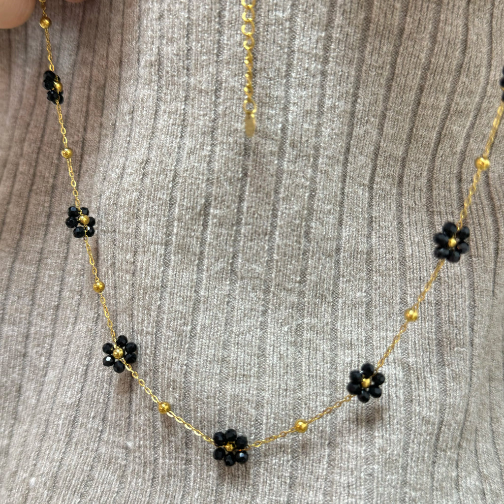 Blomhalsband dam – bohemiskt daisy halsband i rostfritt stål