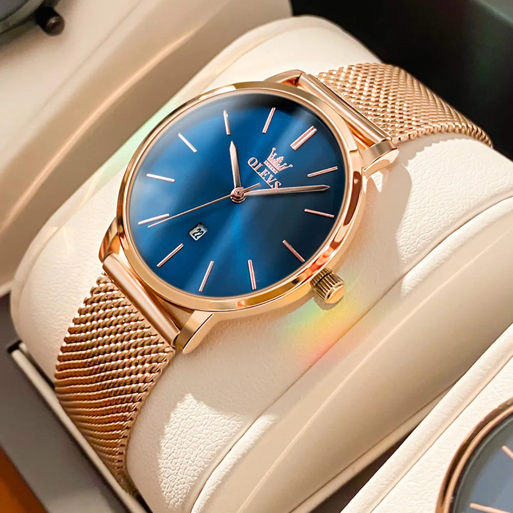 Damklocka OLEVS Quartz Roséguld Set