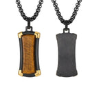 Dog tag halsband herr – svart stål & tigeröga