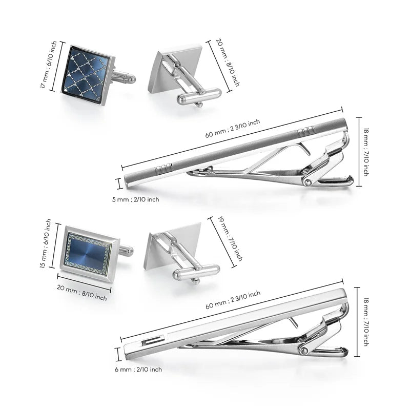 Slipsnålar & manschettknappar set 4-pack – lyxigt presentset herr