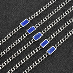 Halsband med natursten – fyrkantigt hänge i tigeröga/lapis lazuli