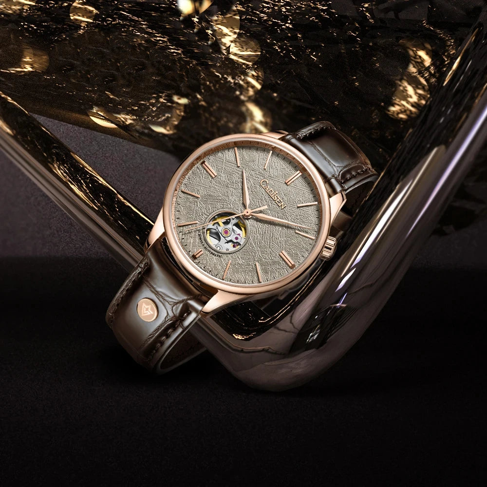 CADISEN C8187 automatisk skeleton‑klocka för herr – Safirglas, miyota‑urverk, 5 ATM