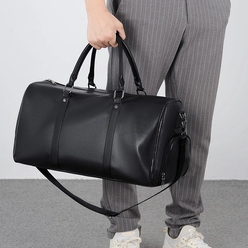 Unisex weekendbag i PU-läder med separat skofack