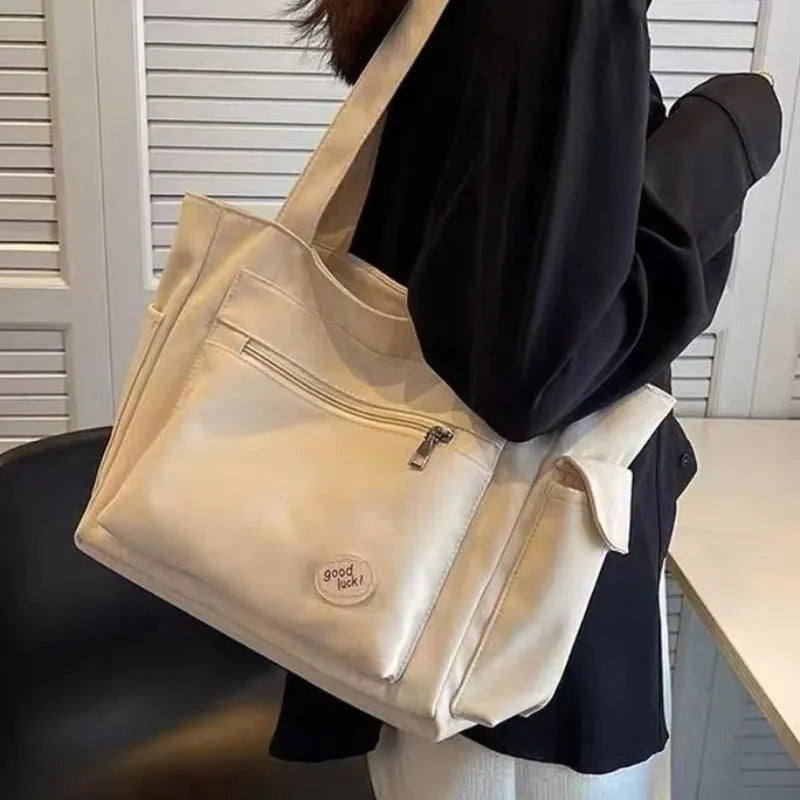 Canvas tote bag med stor kapacitet