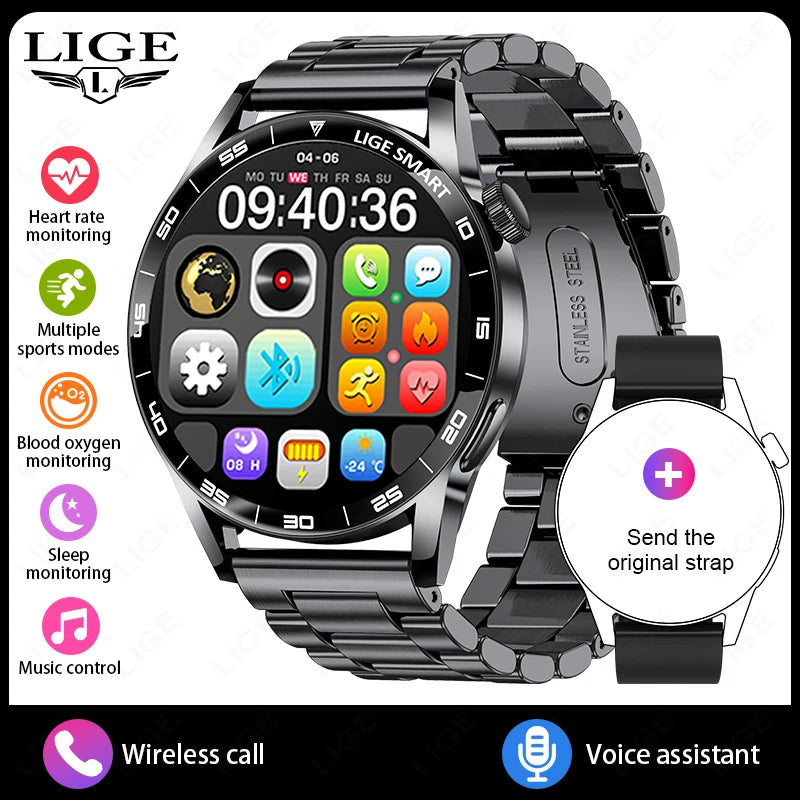 LIGE Outdoor Smartwatch 1.38” – Bluetooth-samtal & sport