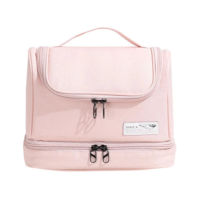 Hängande necessär med torr- och våtfack – Vikbar toalettväska i oxford-tyg