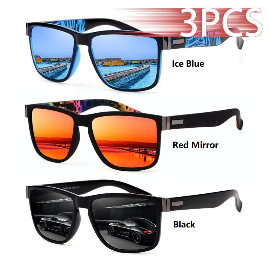 3-pack Fyrkantiga Solglasögon – UV400 Unisex Trend