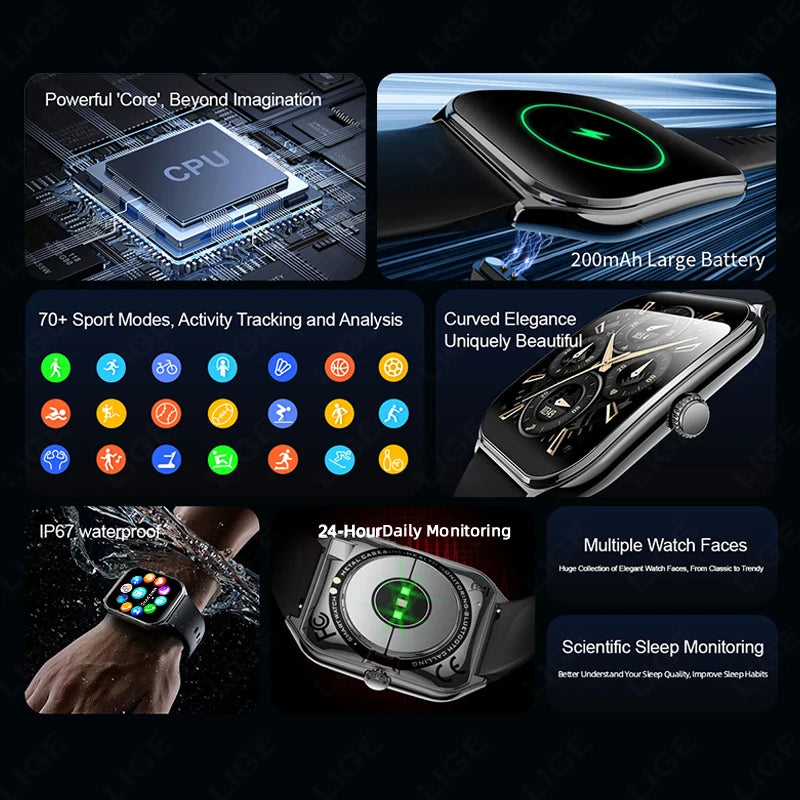 LIGE Ultra Thin Smartwatch 1.96” – AMOLED & Bluetooth-samtal