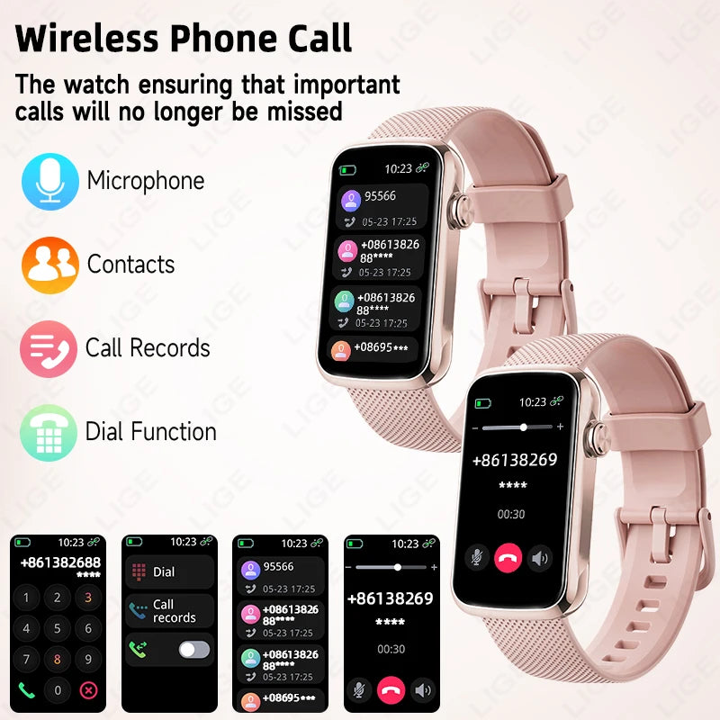 LIGE Smartwatch 1.47” – Pulsmätning & Bluetooth-samtal