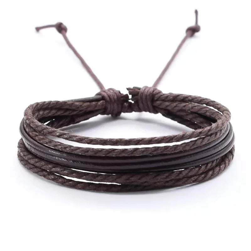Läderarmband herr – flätat multilager