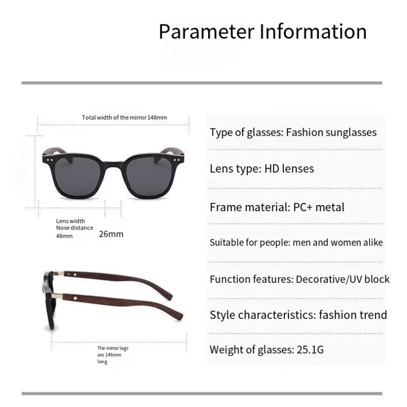 Retro Solglasögon Trälook – Polariserade UV400 Unisex