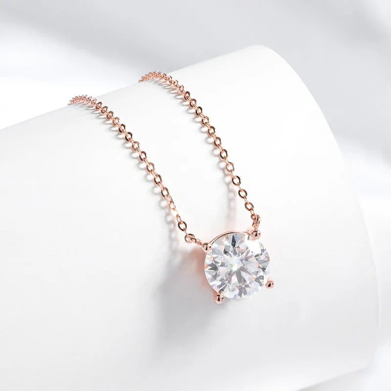 Halsband dam – moissanite halsband i roséguld i guldton