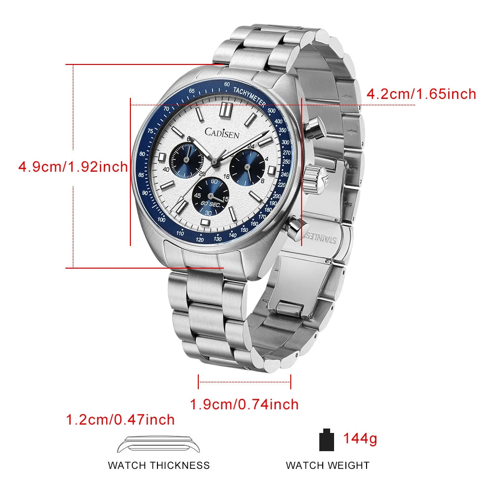 Cadisen C7063 herrklocka – Stoppur, safirglas 42 mm