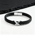 Infinity läderarmband herr – svart & rostfritt stål