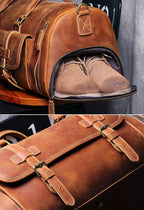 Weekendbag i äkta läder herr – vintage duffel