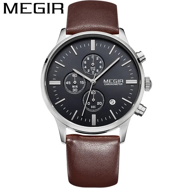 MEGIR Herrklocka 2011 – Stoppur med äkta läderband