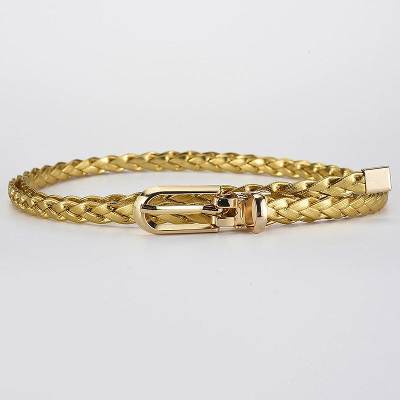 Smal dammidjebälte 0,8 cm i PU‑läder – Elegant och minimalistiskt bälte