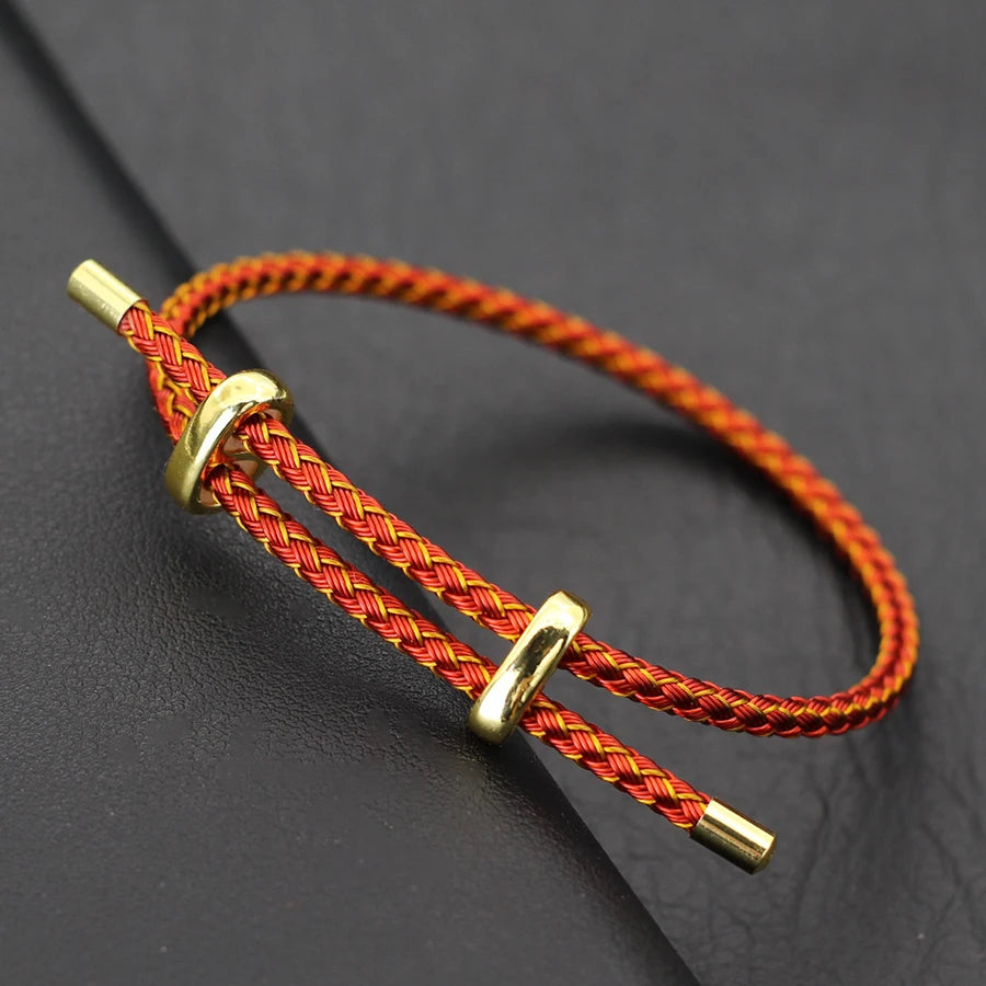 Adjustable Simple Stainless Steel Wire Charm Bracelet Unisex Sliding Knot Good Luck Red Rope Braslet Outdoor Cycling Accessories