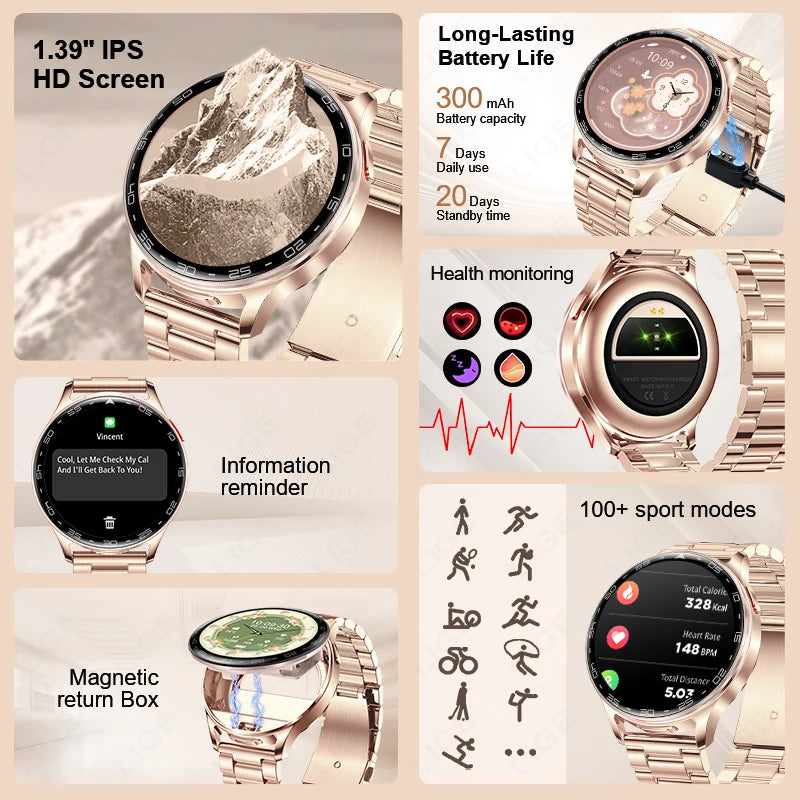 Smartwatch LIGE TWS 2‑i‑1 – med hörlurar & Bluetooth
