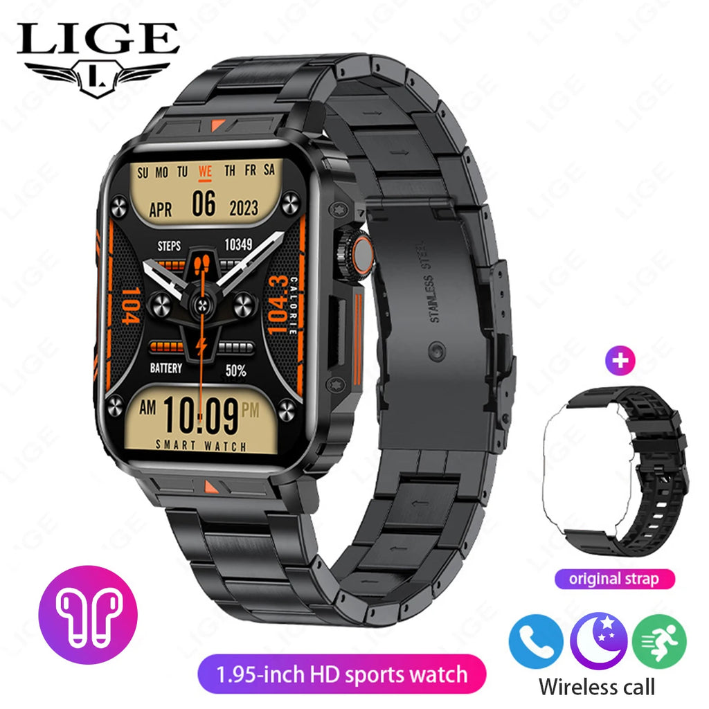 LIGE Smartwatch 1.95” – Bluetooth-samtal & fitness