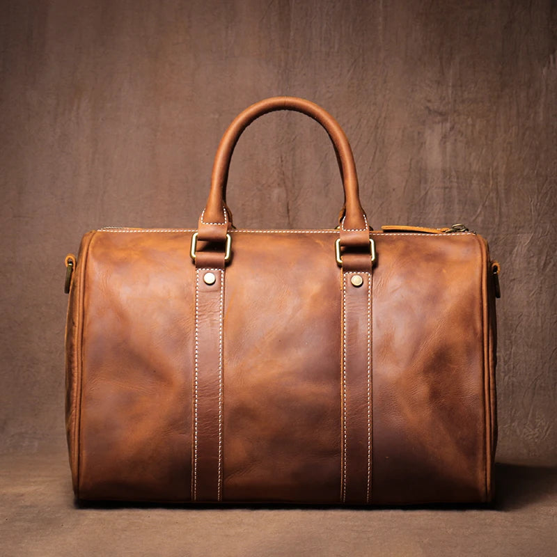 Weekendbag läder – retro resväska i äkta läder