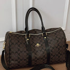 Weekendbag i PU med canvas-look – stor duffel för resa och gym