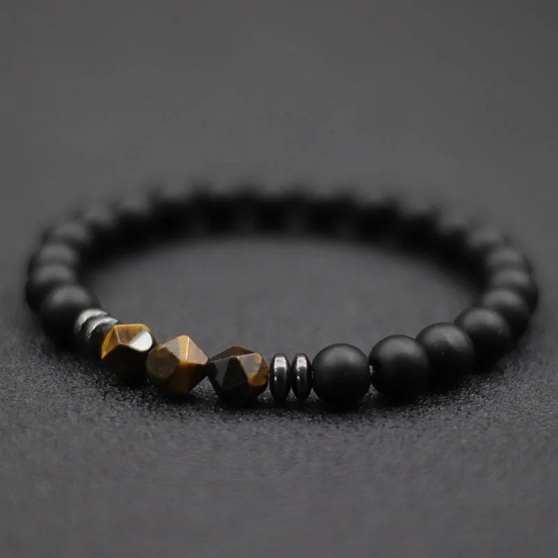 Stenarmband Herr – Onyx, tigeröga & sodalit pärlor